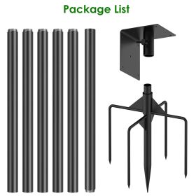 1 Set  79.92in Bird House Pole Kit Height Adjustable Bird Feeder Pole Mount Kit Heavy Duty Bird House Pole Set With 5 Prongs Base For Bird House Bird