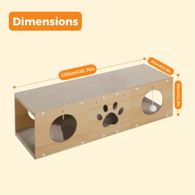 MUlti-Hole Fun Cat Tunnel With Scratching Board And Game Pom Pom Cat Tunnel House, Interactive Cat Scratching House, Self-improvement Drilling Hole Te