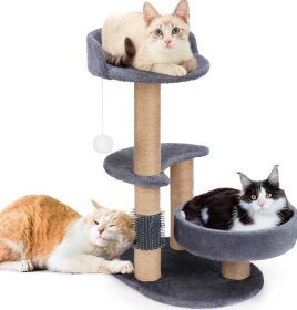 Luxury Cat Tree With Scratching Posts - Easy To Assemble, Wooden Fiber Structure, Suitable For Cats.