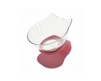 Cat Double Bowl Cat Food Bowl Protects Cervical Vertebra (Option: Single clear pink)